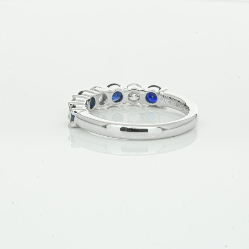 18ct White Gold .88ct Sapphire & Diamond Panorama Ring-Ring-Walker & Hall