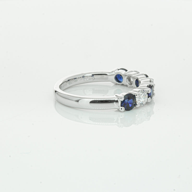 18ct White Gold .88ct Sapphire & Diamond Panorama Ring-Ring-Walker & Hall