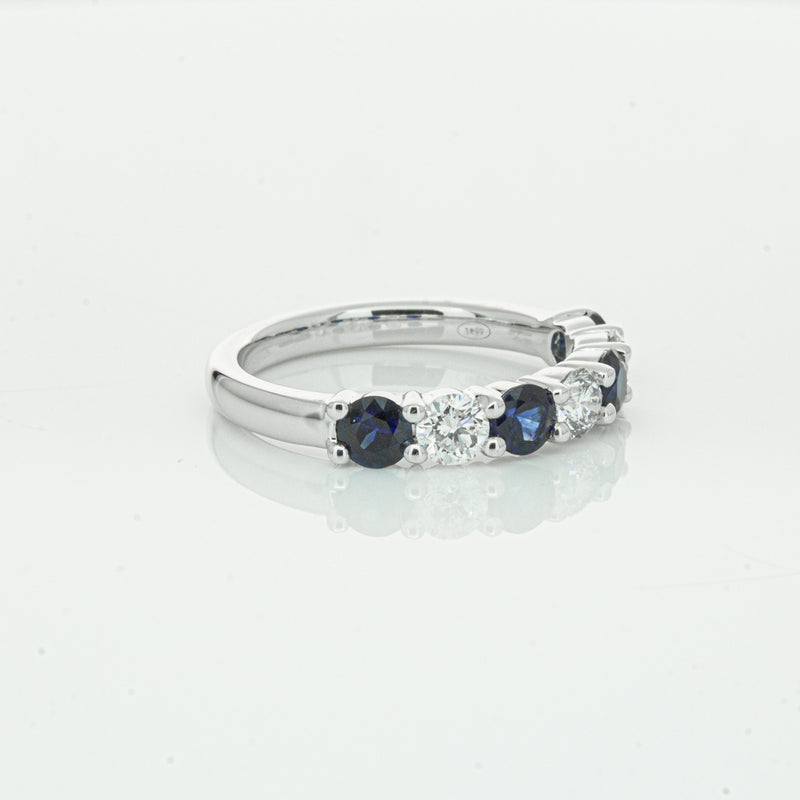 18ct White Gold .88ct Sapphire & Diamond Panorama Ring-Ring-Walker & Hall
