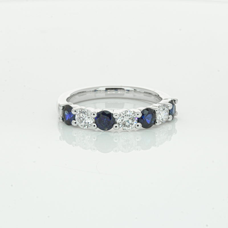 18ct White Gold .88ct Sapphire & Diamond Panorama Ring-Ring-Walker & Hall