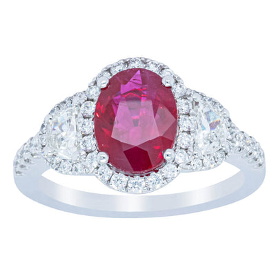 18ct White Gold Ruby & Diamond Ring-Ring-Walker & Hall
