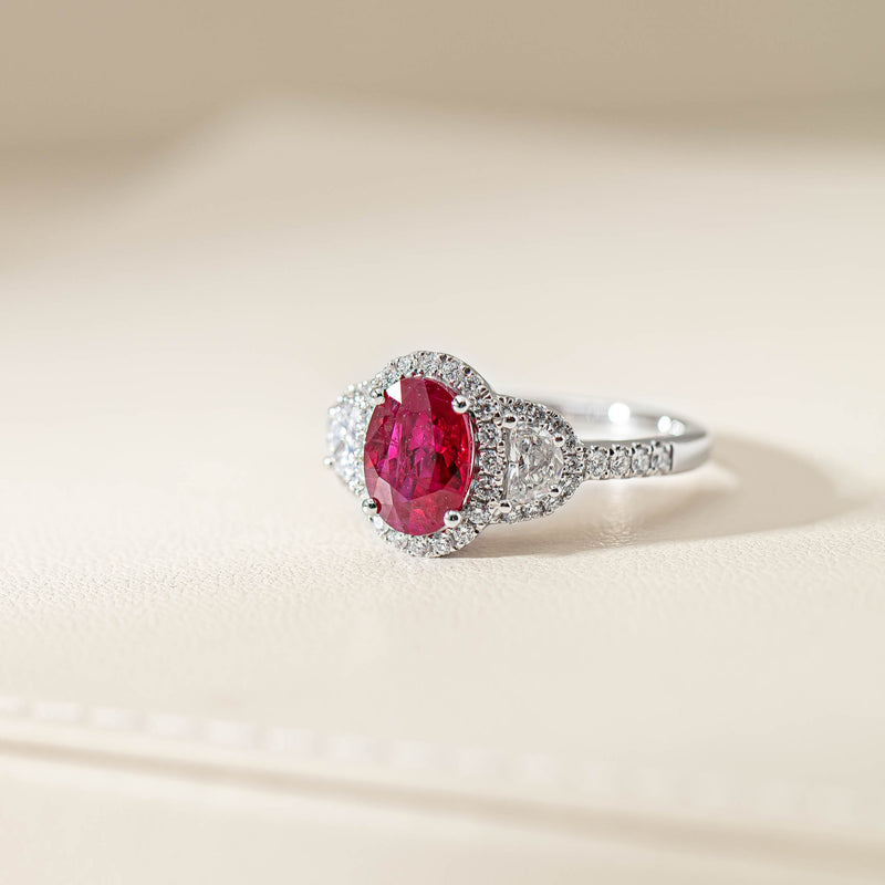 18ct White Gold Ruby & Diamond Ring-Ring-Walker & Hall