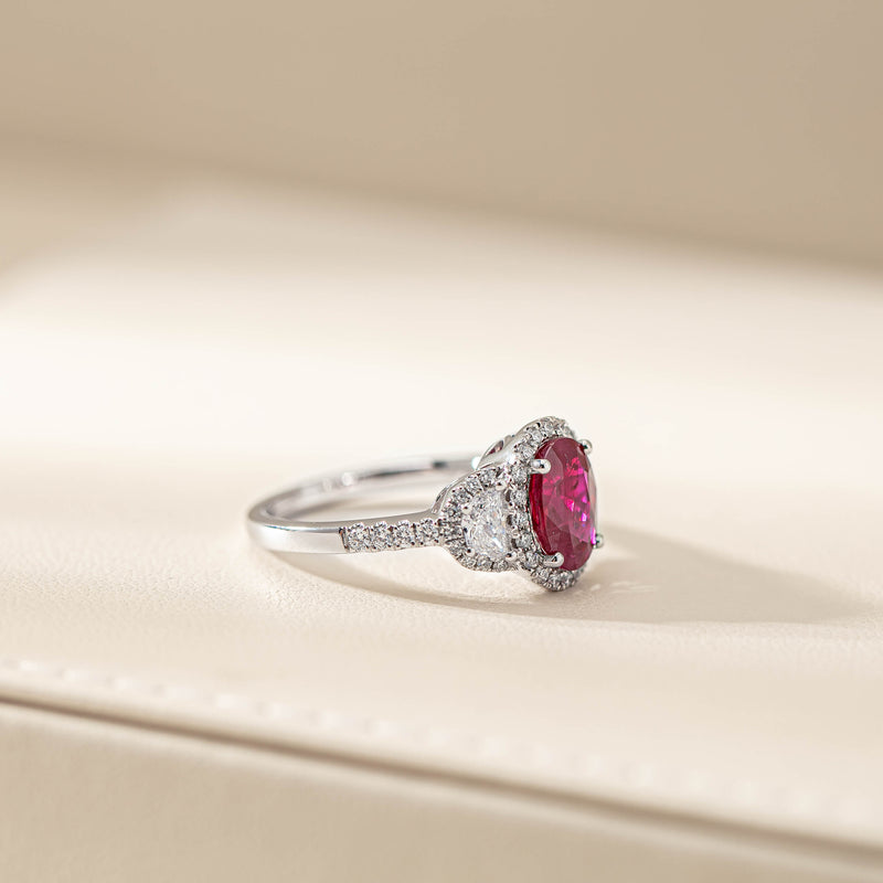 18ct White Gold Ruby & Diamond Ring-Ring-Walker & Hall