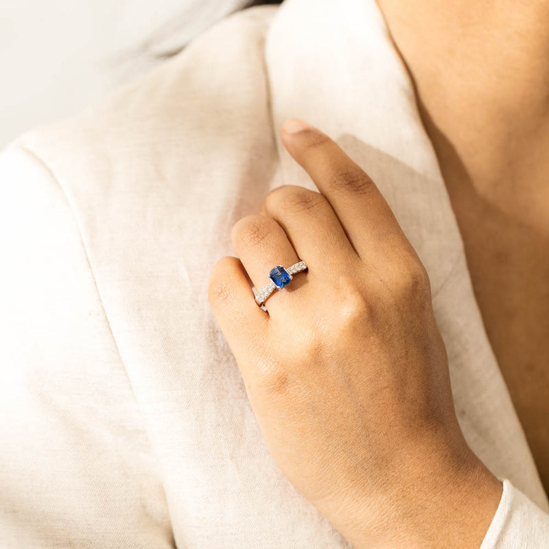 18ct White Gold 1.45ct Sapphire & Diamond Phoenix Ring-Ring-Walker & Hall