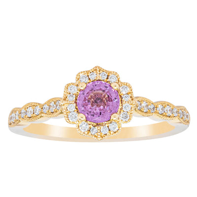 18ct Yellow Gold Pink Sapphire & Diamond Paramount Ring-Ring-Walker & Hall
