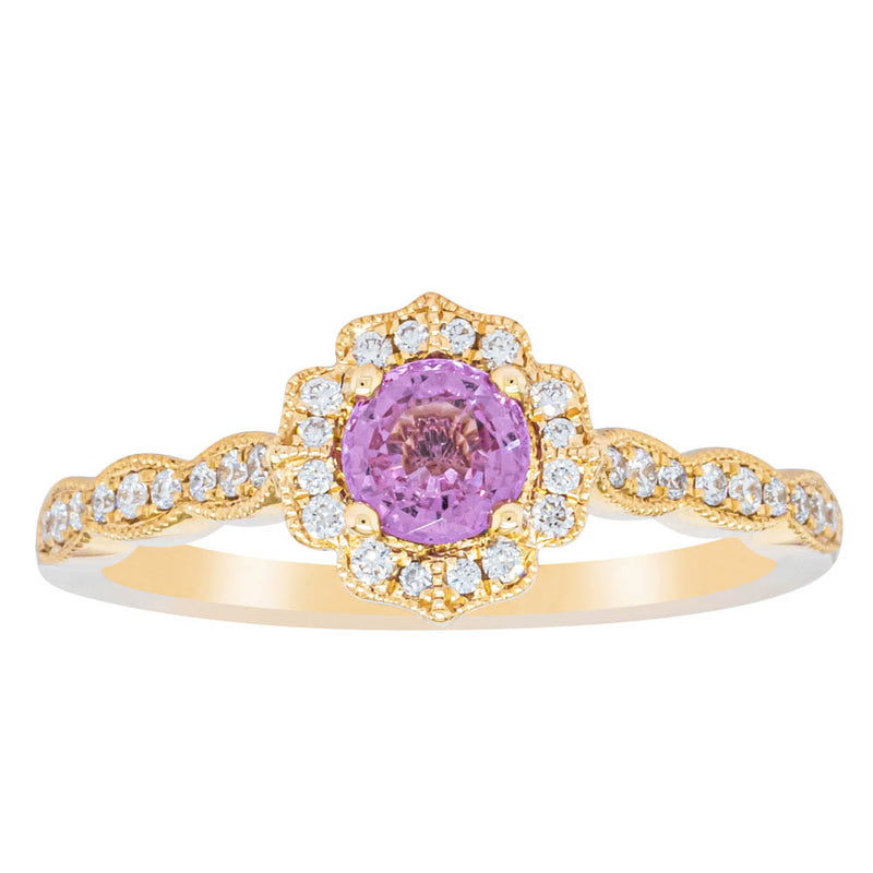 18ct Yellow Gold Pink Sapphire & Diamond Paramount Ring-Ring-Walker & Hall