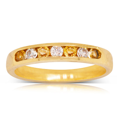 18ct Yellow Gold Yellow Sapphire & Diamond Band-Ring-Walker & Hall