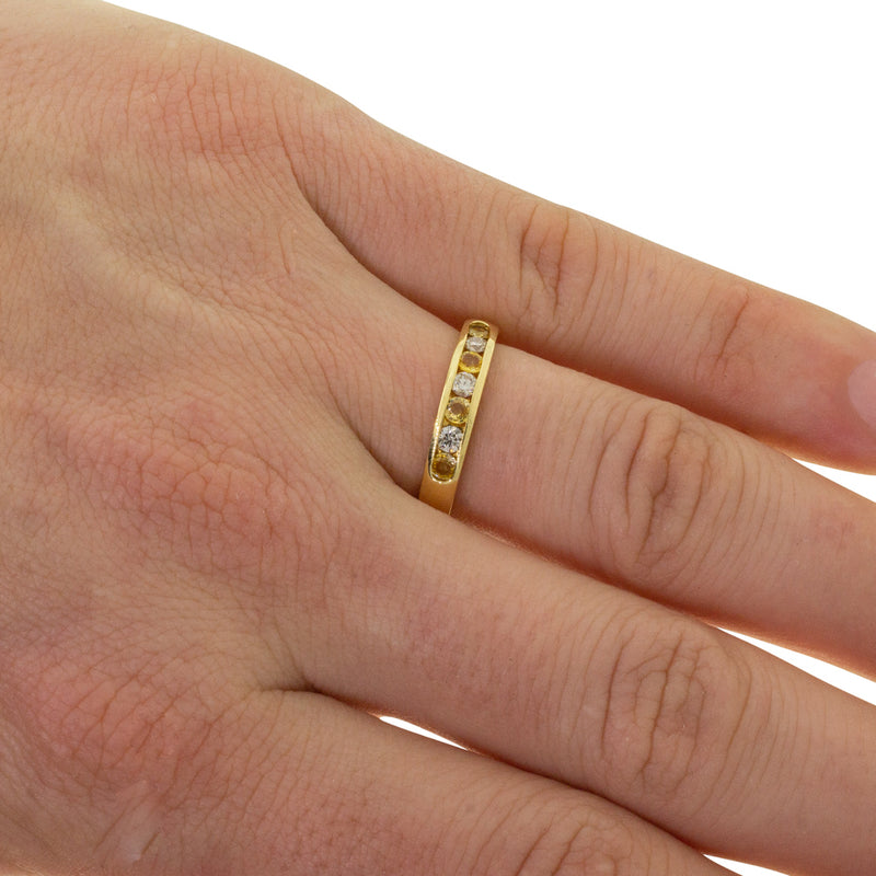18ct Yellow Gold Yellow Sapphire & Diamond Band-Ring-Walker & Hall