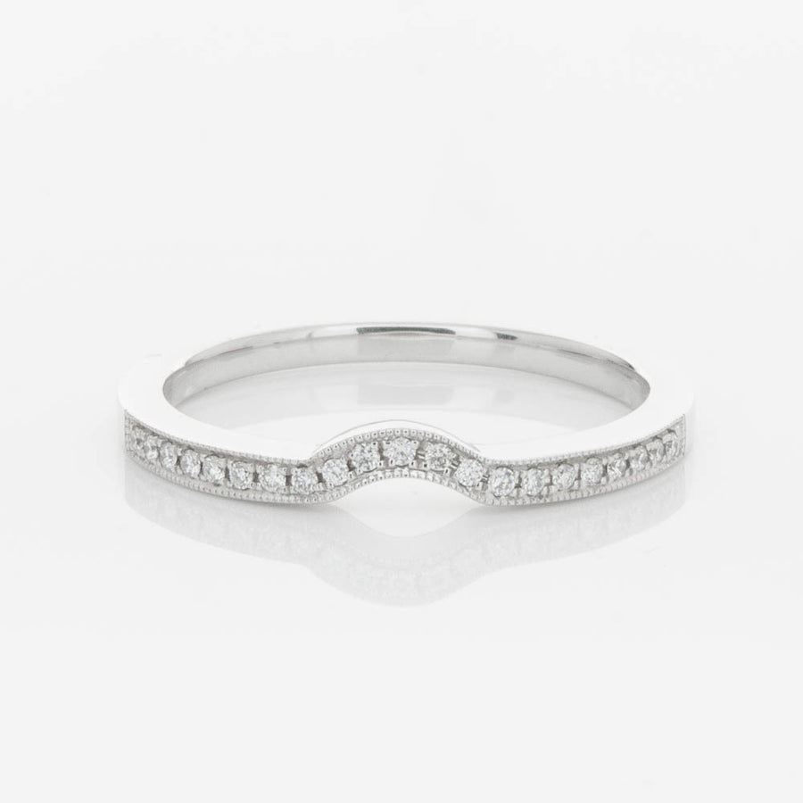 18ct White Gold .08ct Diamond Eiffel Band-Ring-Walker & Hall