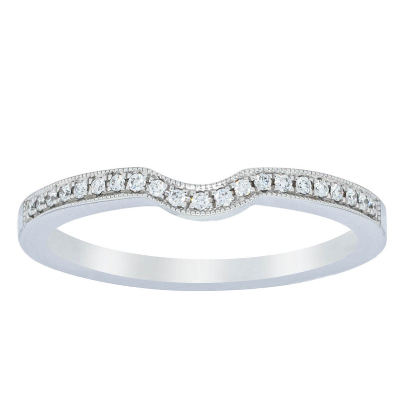 18ct White Gold .08ct Diamond Eiffel Band-Ring-Walker & Hall