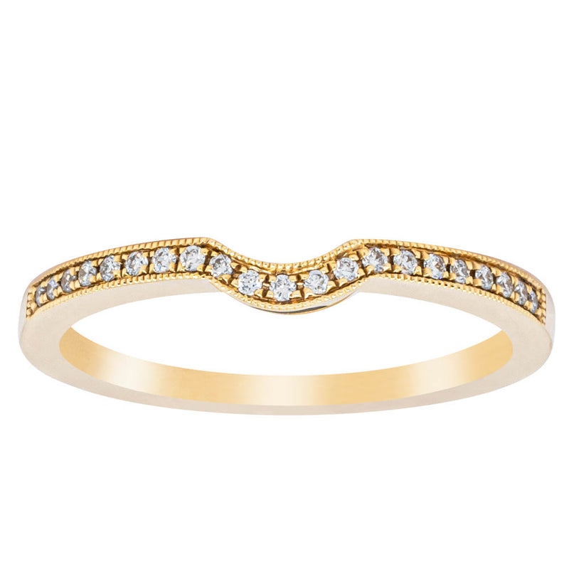 18ct Yellow Gold .08ct Diamond Eiffel Band-Ring-Walker & Hall