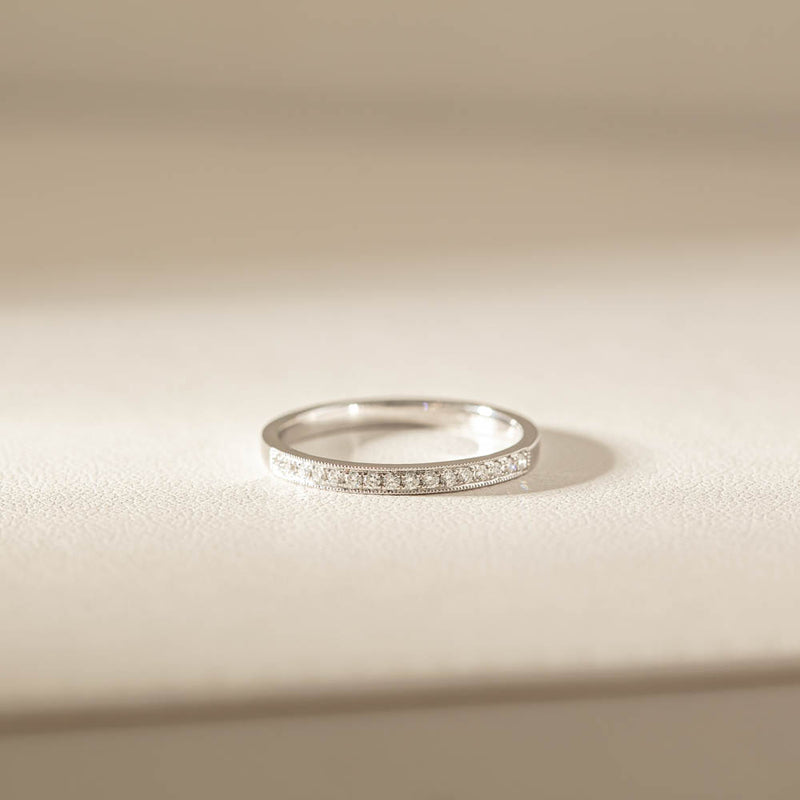 18ct White Gold .12ct Diamond Aurora Band-Ring-Walker & Hall