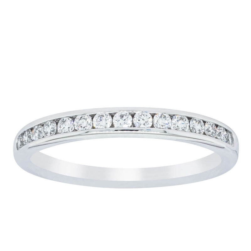 18ct White Gold Diamond Channel Set Band-Ring-Walker & Hall