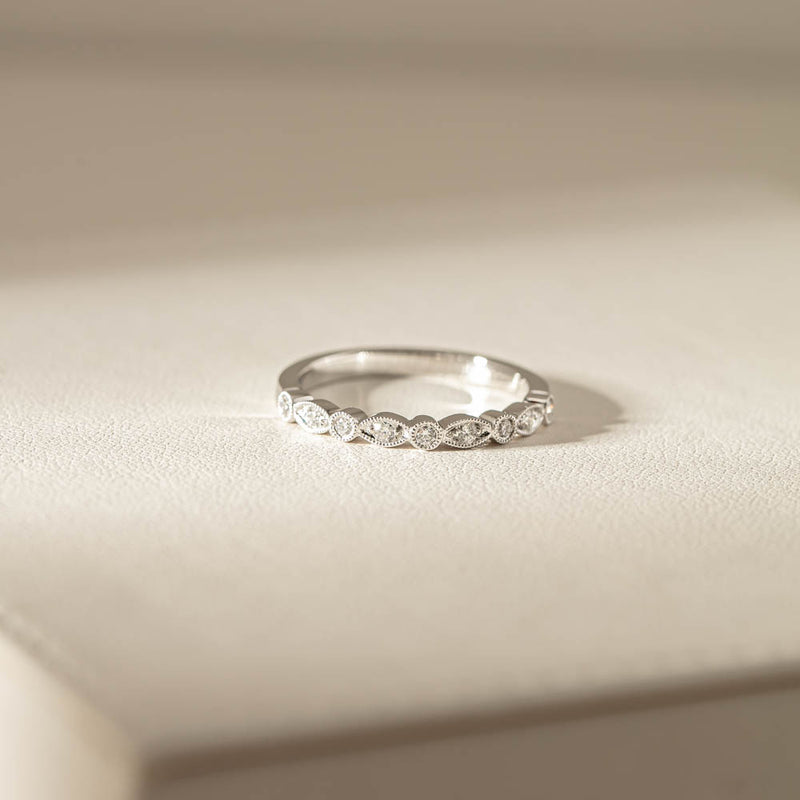 18ct White Gold Diamond Aura Ring-Ring-Walker & Hall