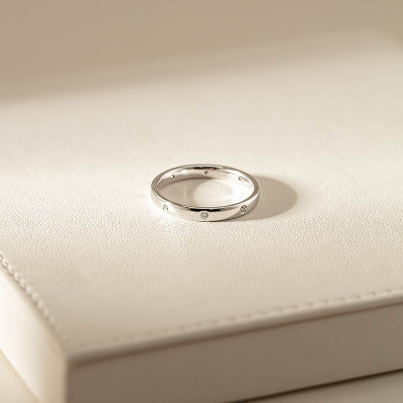 18ct White Gold .08ct Diamond Lucky Band-Ring-Walker & Hall