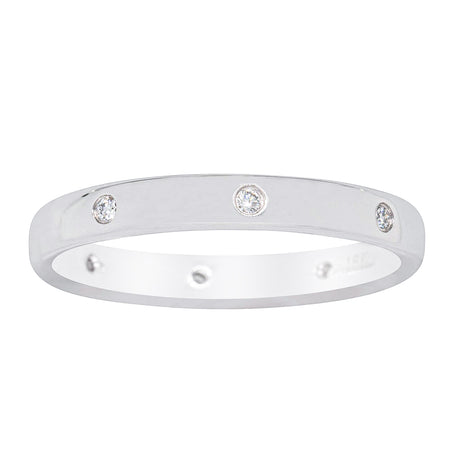 18ct White Gold .08ct Diamond Lucky Band-Ring-Walker & Hall