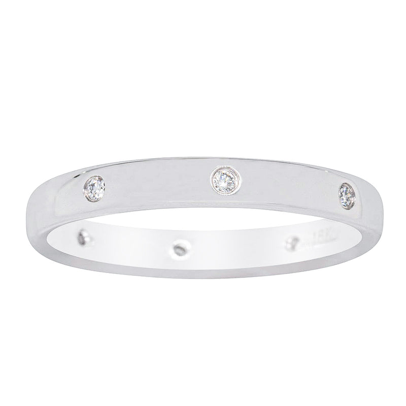 18ct White Gold .08ct Diamond Lucky Band-Ring-Walker & Hall