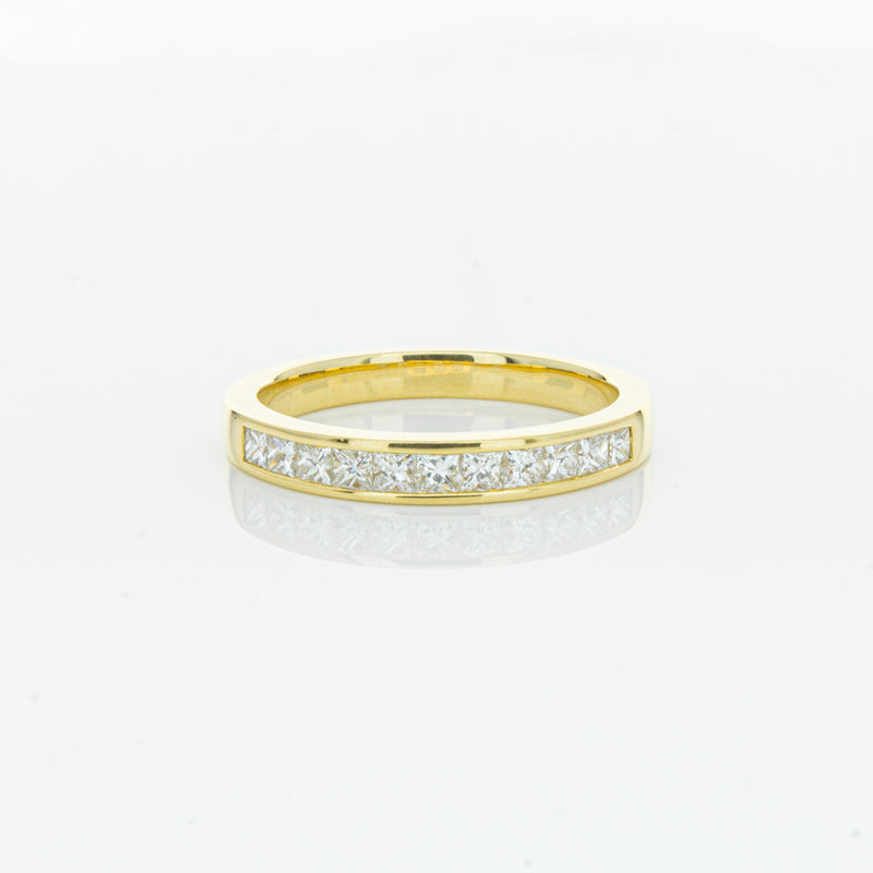 18ct Yellow Gold .50ct Princess Cut Diamond Band-Ring-Walker & Hall