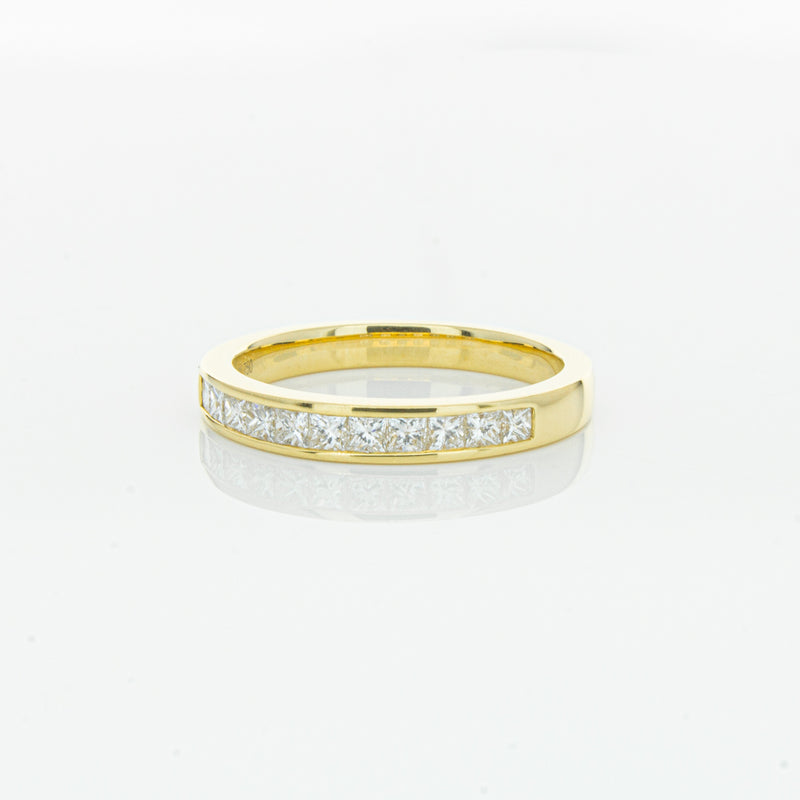 18ct Yellow Gold .50ct Princess Cut Diamond Band-Ring-Walker & Hall