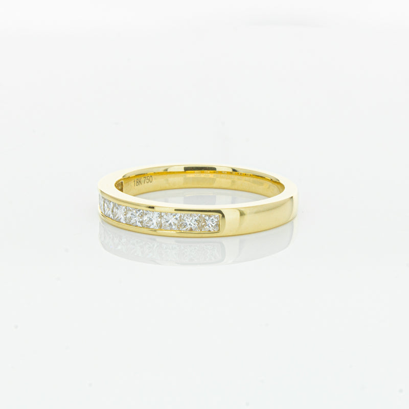18ct Yellow Gold .50ct Princess Cut Diamond Band-Ring-Walker & Hall