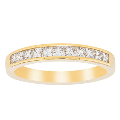 18ct Yellow Gold .50ct Princess Cut Diamond Band-Ring-Walker & Hall