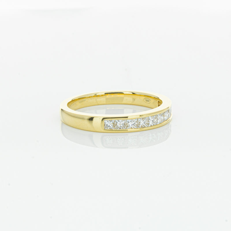 18ct Yellow Gold .50ct Princess Cut Diamond Band-Ring-Walker & Hall