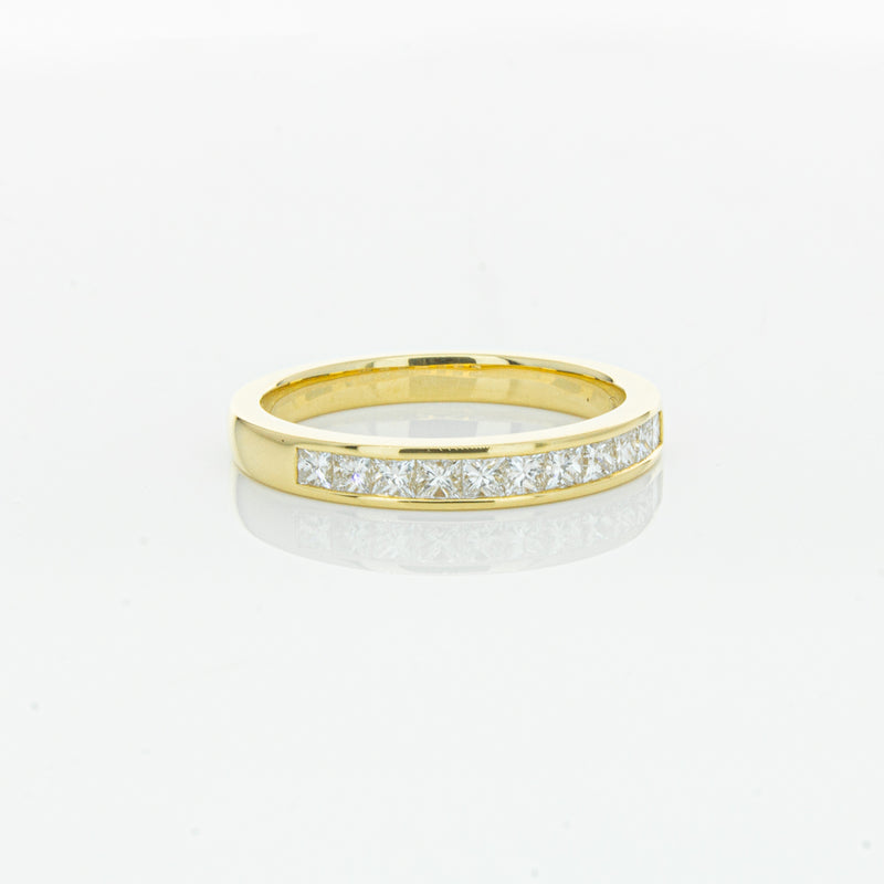18ct Yellow Gold .50ct Princess Cut Diamond Band-Ring-Walker & Hall