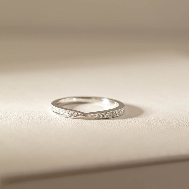 18ct White Gold .09ct Diamond Zenith Band-Ring-Walker & Hall