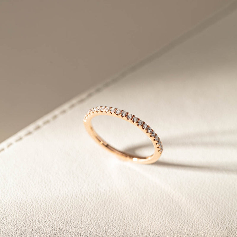 18ct Rose Gold Diamond Millie Band-Ring-Walker & Hall