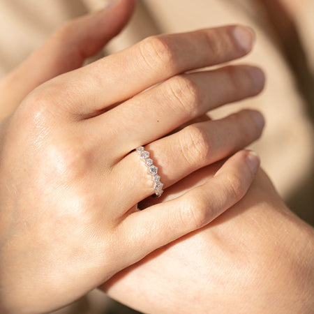 18ct White Gold Diamond Deco Band-Ring-Walker & Hall