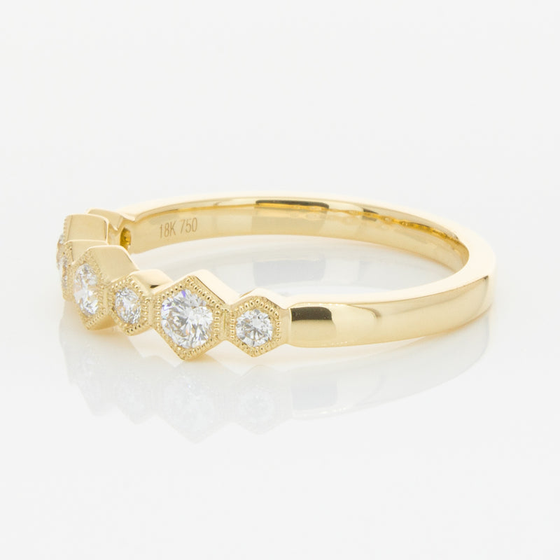 18ct Yellow Gold Diamond Deco Band-Ring-Walker & Hall