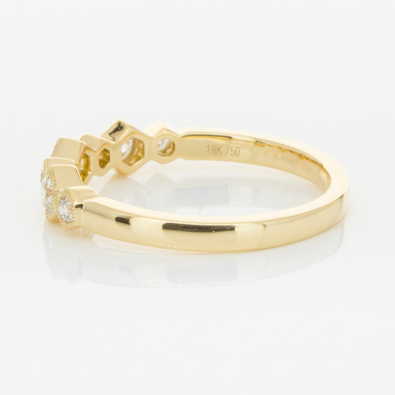 18ct Yellow Gold Diamond Deco Band-Ring-Walker & Hall