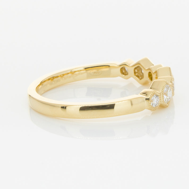 18ct Yellow Gold Diamond Deco Band-Ring-Walker & Hall