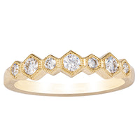 18ct Yellow Gold Diamond Deco Band-Ring-Walker & Hall