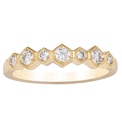 18ct Yellow Gold Diamond Deco Band-Ring-Walker & Hall