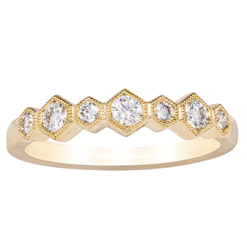 18ct Yellow Gold Diamond Deco Band-Ring-Walker & Hall