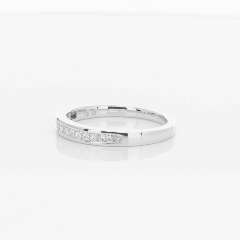 18ct White Gold Princess Cut Diamond Band-Ring-Walker & Hall