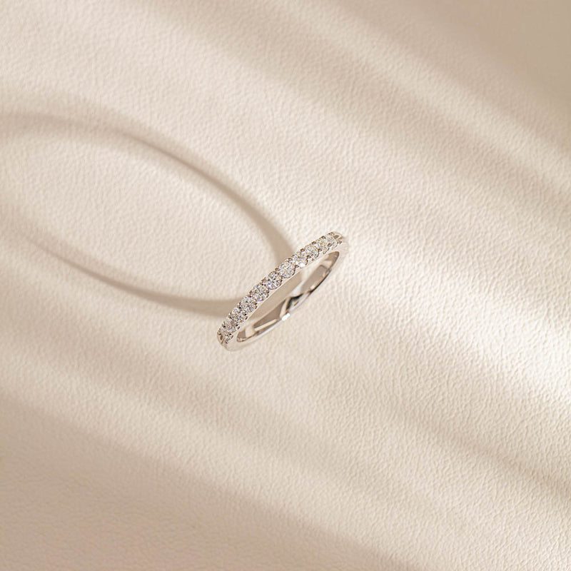 14ct White Gold Diamond Luna Band-Ring-Walker & Hall