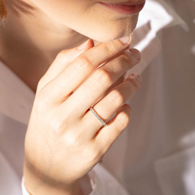 14ct White Gold Diamond Luna Band-Ring-Walker & Hall