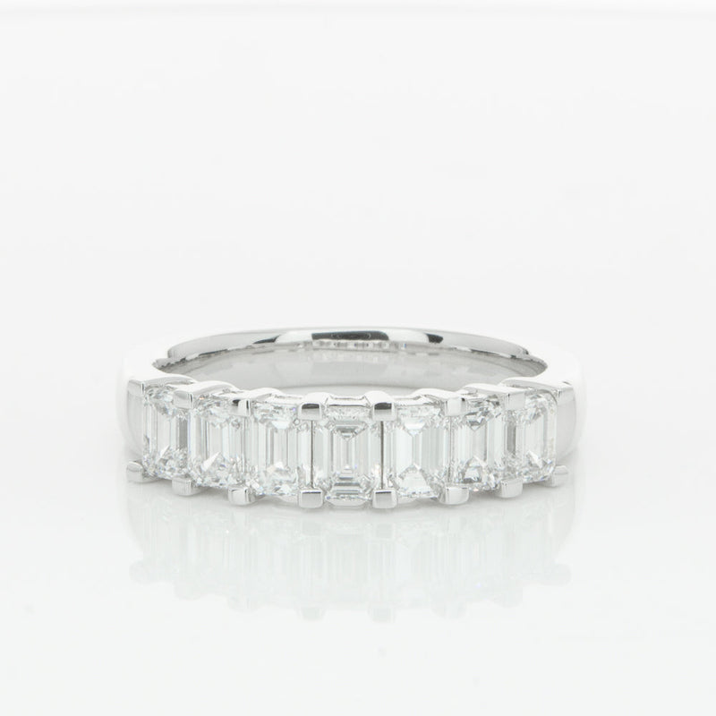18ct White Gold 1.35ct Emerald Cut Diamond Asra Ring-Ring-Walker & Hall