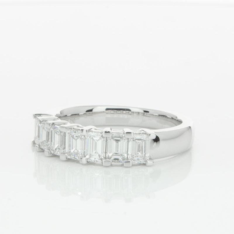 18ct White Gold 1.35ct Emerald Cut Diamond Asra Ring-Ring-Walker & Hall