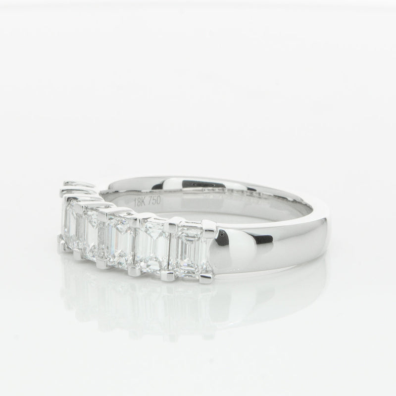 18ct White Gold 1.35ct Emerald Cut Diamond Asra Ring-Ring-Walker & Hall