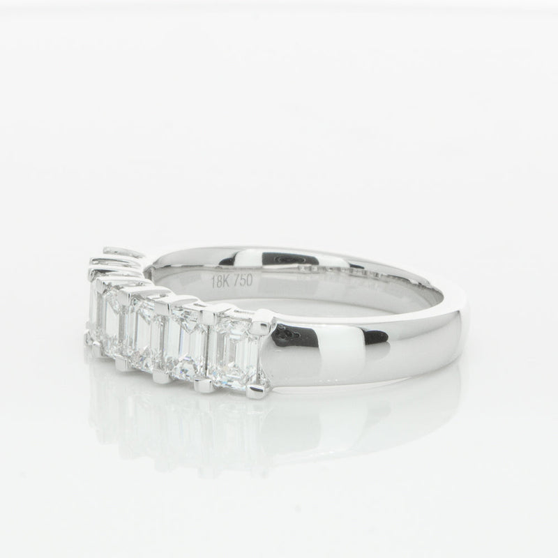 18ct White Gold 1.35ct Emerald Cut Diamond Asra Ring-Ring-Walker & Hall