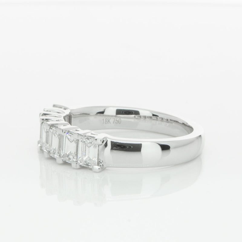18ct White Gold 1.30ct Emerald Cut Diamond Asra Ring-Ring-Walker & Hall