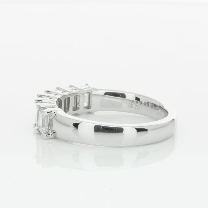 18ct White Gold 1.30ct Emerald Cut Diamond Asra Ring-Ring-Walker & Hall