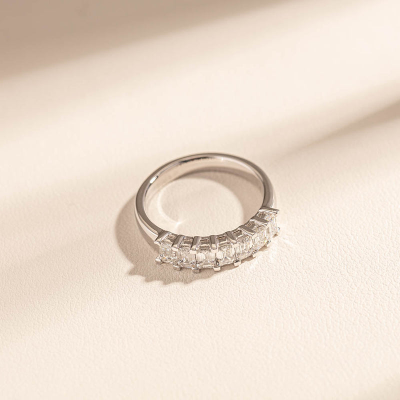 18ct White Gold 1.35ct Emerald Cut Diamond Asra Ring-Ring-Walker & Hall