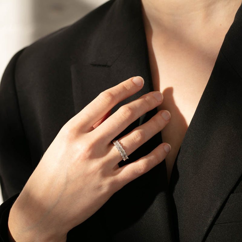 18ct White Gold 1.35ct Emerald Cut Diamond Asra Ring-Ring-Walker & Hall