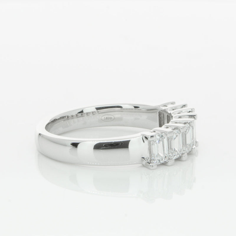 18ct White Gold 1.35ct Emerald Cut Diamond Asra Ring-Ring-Walker & Hall