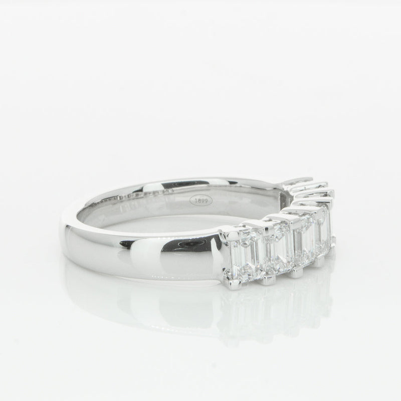 18ct White Gold 1.35ct Emerald Cut Diamond Asra Ring-Ring-Walker & Hall