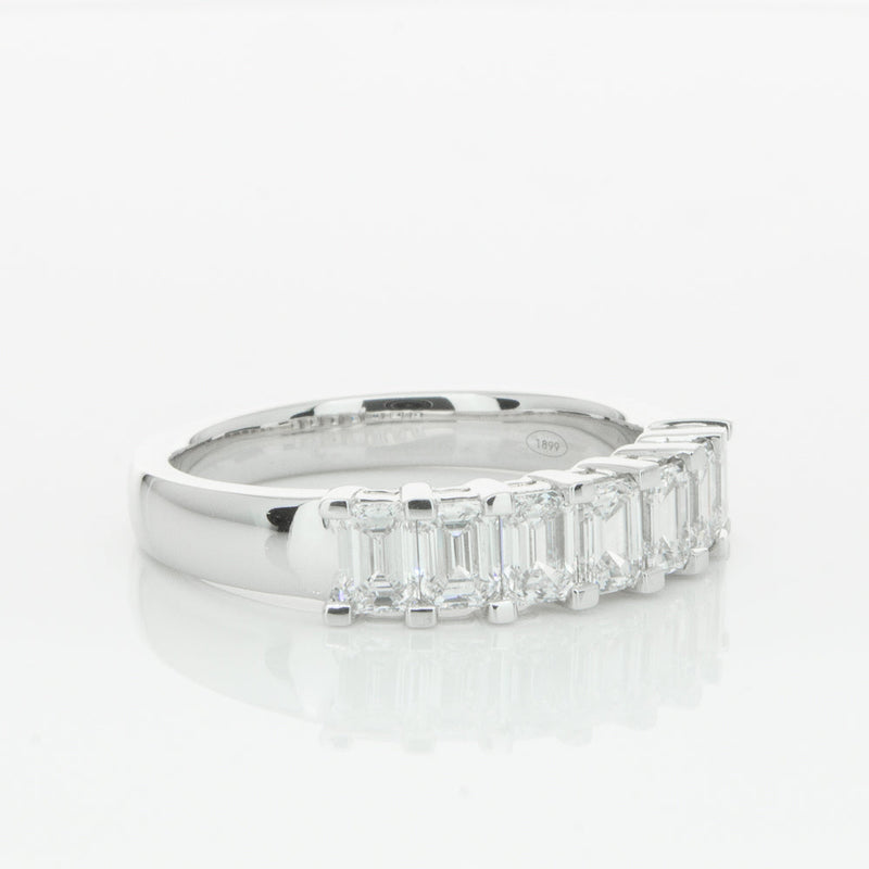 18ct White Gold 1.35ct Emerald Cut Diamond Asra Ring-Ring-Walker & Hall